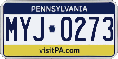 PA license plate MYJ0273