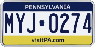 PA license plate MYJ0274