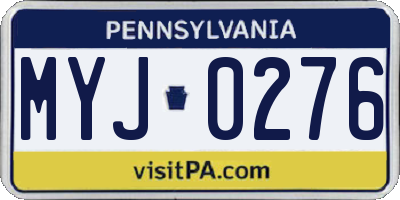 PA license plate MYJ0276