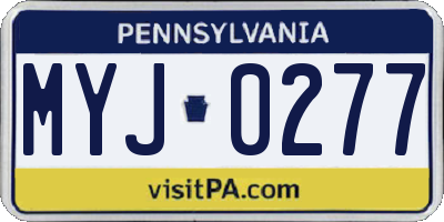 PA license plate MYJ0277