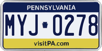 PA license plate MYJ0278