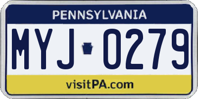 PA license plate MYJ0279
