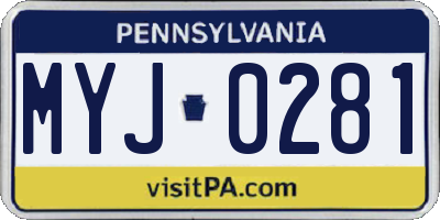 PA license plate MYJ0281