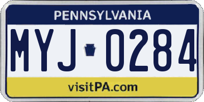 PA license plate MYJ0284