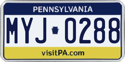 PA license plate MYJ0288