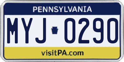 PA license plate MYJ0290