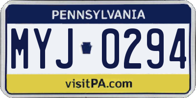 PA license plate MYJ0294