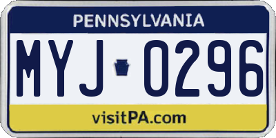 PA license plate MYJ0296