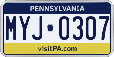 PA license plate MYJ0307