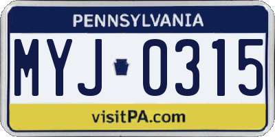 PA license plate MYJ0315