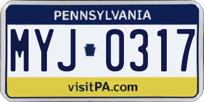 PA license plate MYJ0317