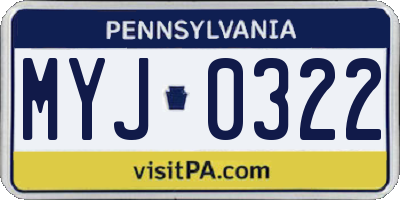 PA license plate MYJ0322