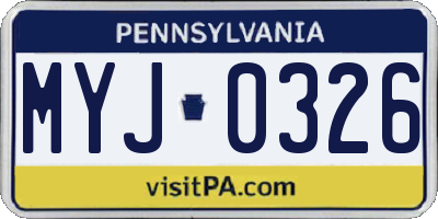 PA license plate MYJ0326
