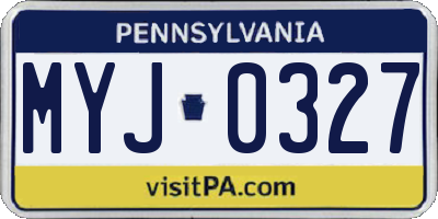 PA license plate MYJ0327