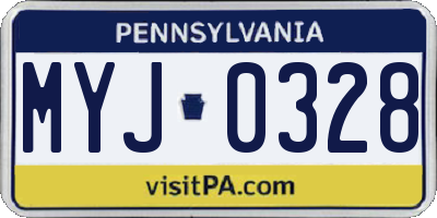 PA license plate MYJ0328