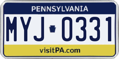 PA license plate MYJ0331