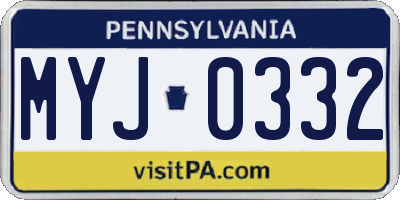 PA license plate MYJ0332