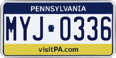 PA license plate MYJ0336