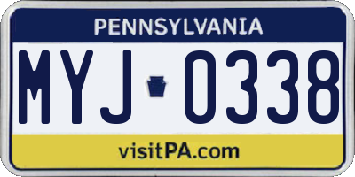 PA license plate MYJ0338