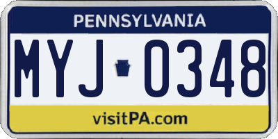 PA license plate MYJ0348