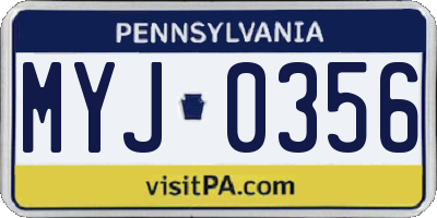 PA license plate MYJ0356