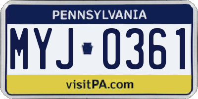 PA license plate MYJ0361