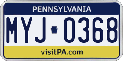 PA license plate MYJ0368