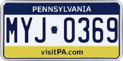 PA license plate MYJ0369