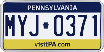 PA license plate MYJ0371