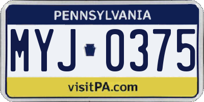PA license plate MYJ0375