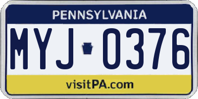 PA license plate MYJ0376
