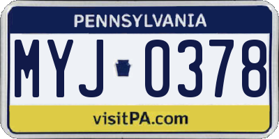 PA license plate MYJ0378