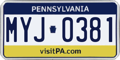 PA license plate MYJ0381