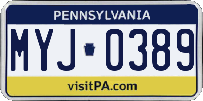 PA license plate MYJ0389