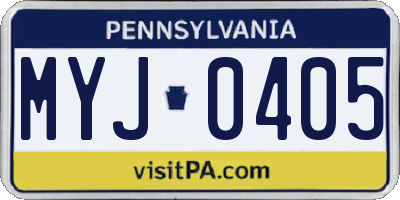 PA license plate MYJ0405