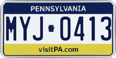 PA license plate MYJ0413