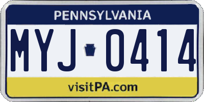 PA license plate MYJ0414