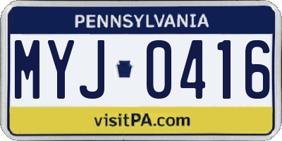 PA license plate MYJ0416