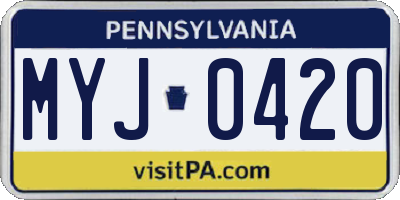 PA license plate MYJ0420