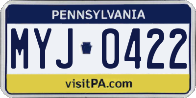 PA license plate MYJ0422