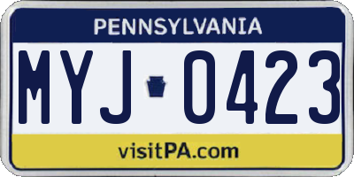 PA license plate MYJ0423