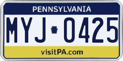 PA license plate MYJ0425
