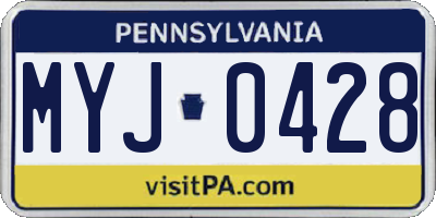 PA license plate MYJ0428