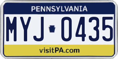 PA license plate MYJ0435