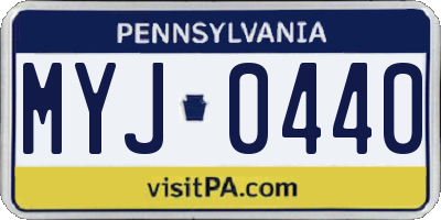 PA license plate MYJ0440