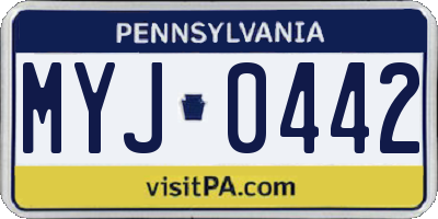 PA license plate MYJ0442