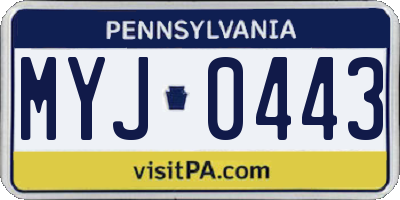 PA license plate MYJ0443
