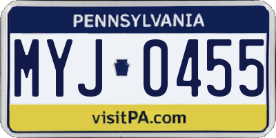 PA license plate MYJ0455