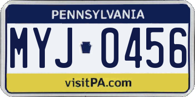 PA license plate MYJ0456