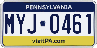 PA license plate MYJ0461